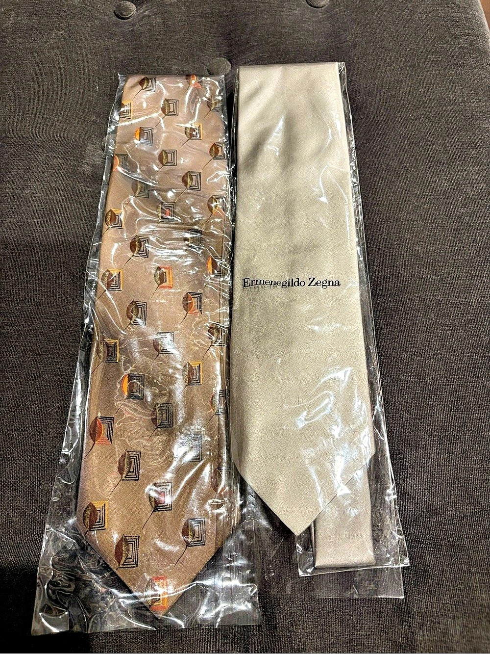 Ermenegildo Zegna Men's Geometric Ties Brown & Silver